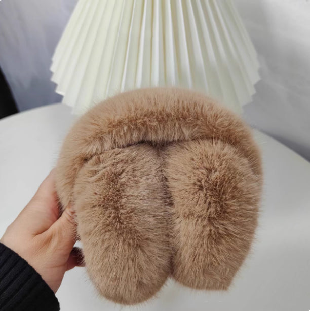 White fluffy faux fur earmuffs