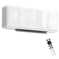 white wall-mounted ceramic fan heater with glass panel