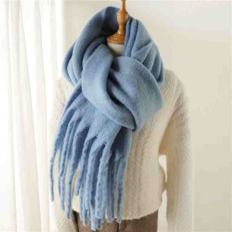 Mustard thick fluffy winter scarf
