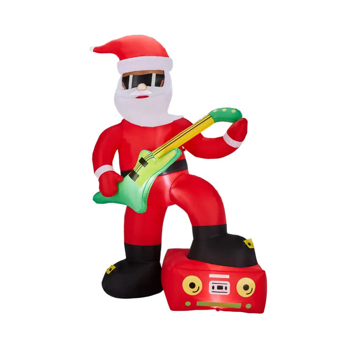 Heat Hollow 7.5ft Inflatable Rock Star Santa with Guitar