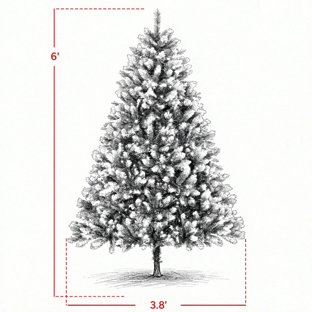 Snow-tipped pre-lit tree with remote