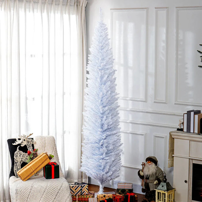 Heat Hollow Tall White Pencil Christmas Tree, 8ft Unlit
