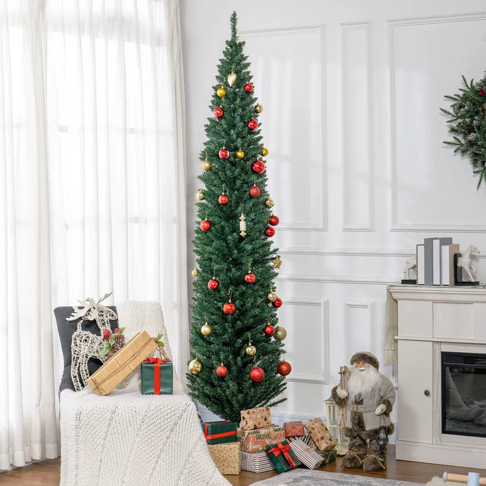 Heat Hollow Green Pencil Christmas Tree, 8ft Slim and Unlit