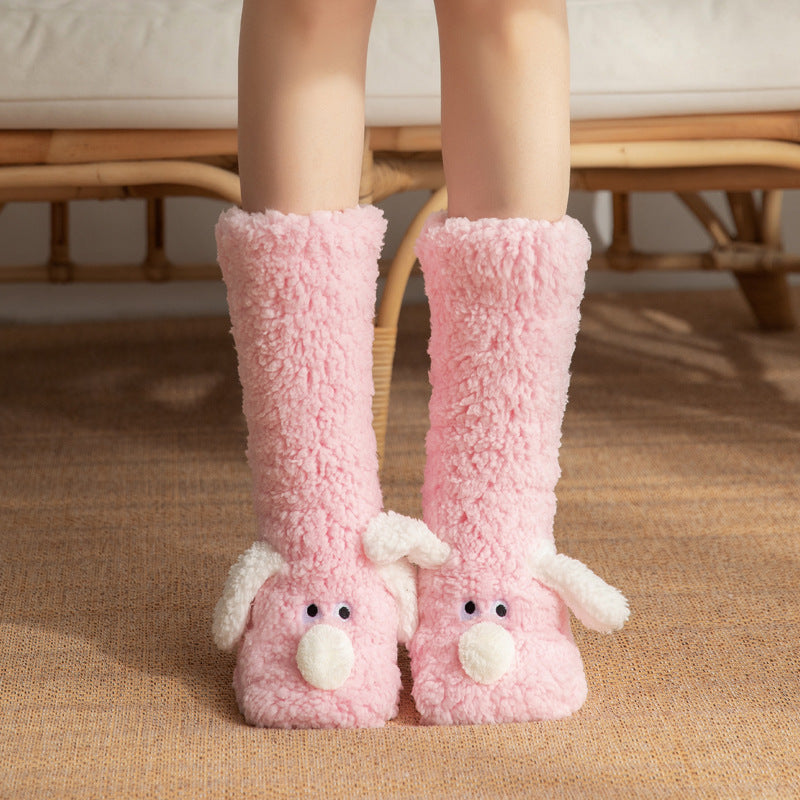 Plush dog face socks with 3D ears