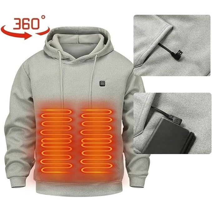Heat Hollow™ Zip-Up Heated Hoodie with Drawstring Hood