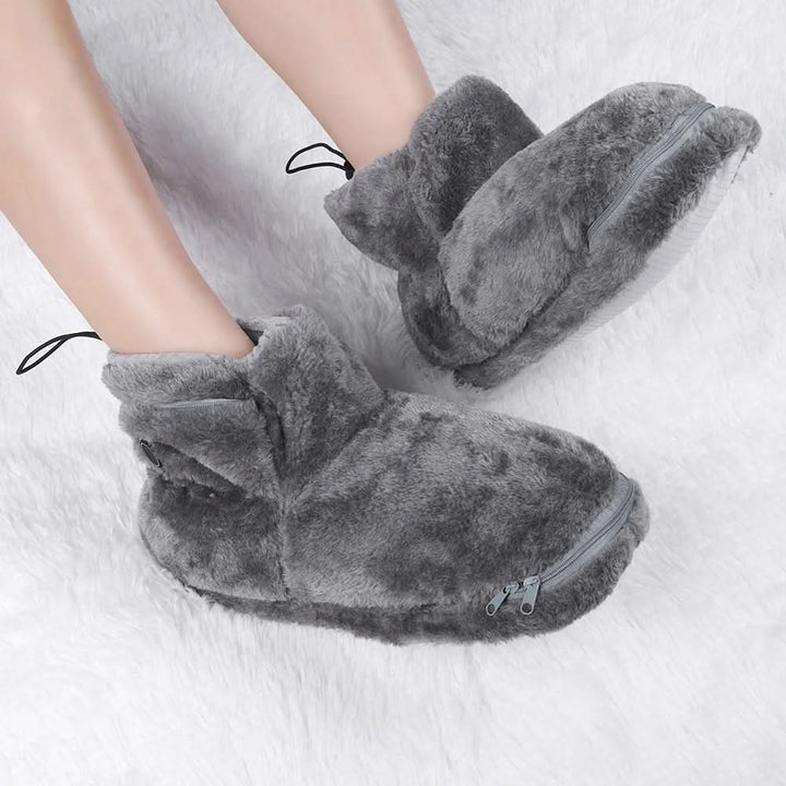 USB Heated Plush Bootie Slippers with Arch Support