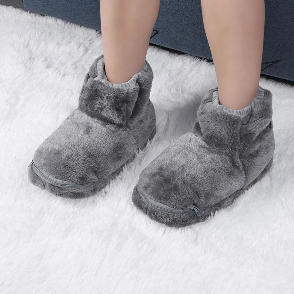 USB Heated Plush Bootie Slippers with Arch Support