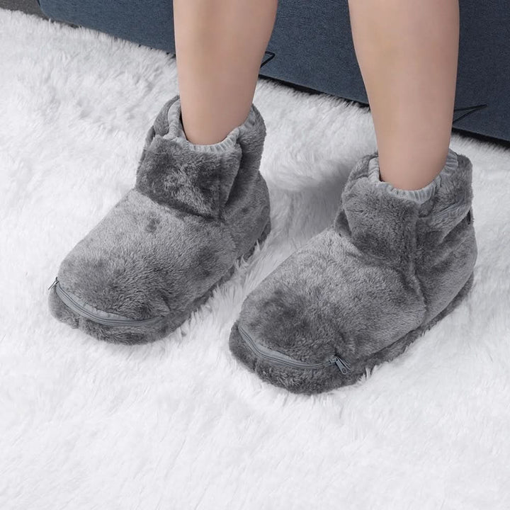 USB Heated Plush Bootie Slippers with Arch Support