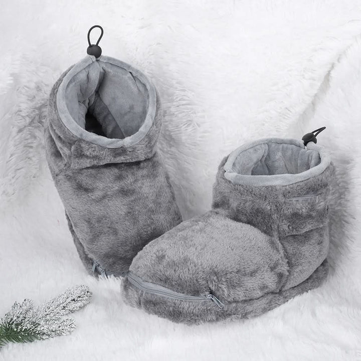 USB Heated Plush Bootie Slippers with Arch Support