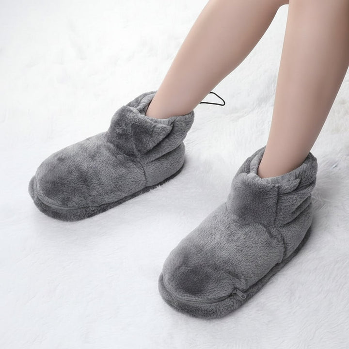 USB Heated Plush Bootie Slippers with Arch Support