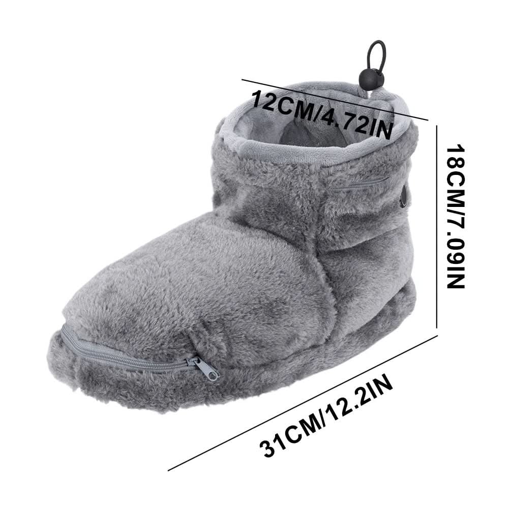 USB Heated Plush Bootie Slippers with Arch Support
