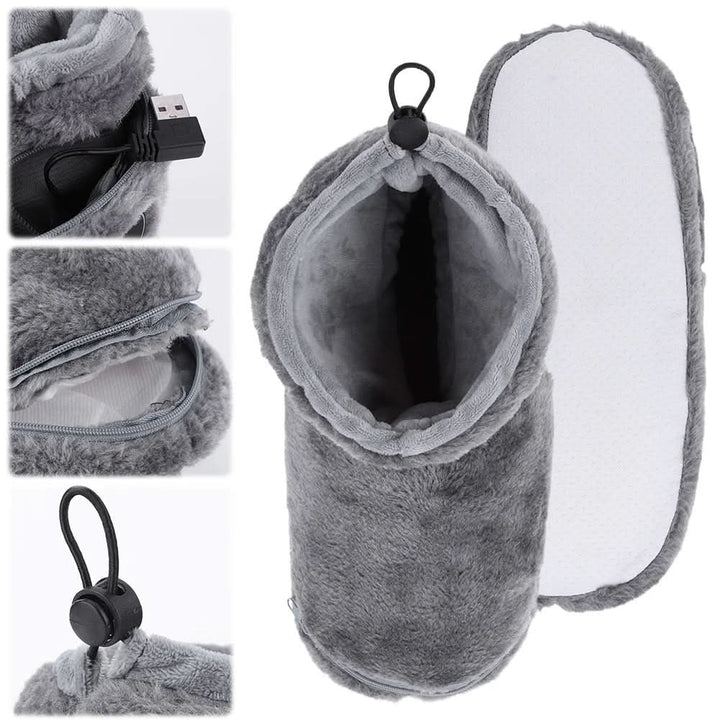 USB Heated Plush Bootie Slippers with Arch Support