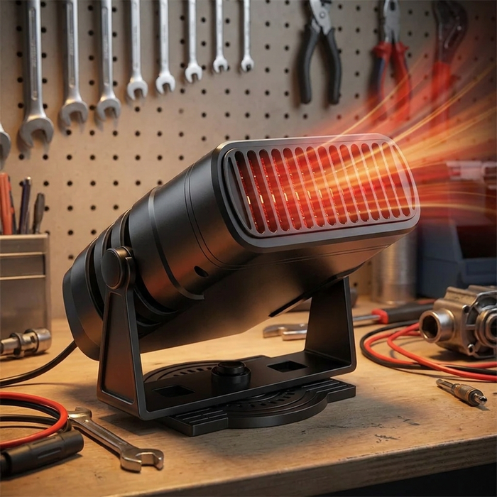 Heat Hollow™ 12V Car Heater, Warm in 30 Seconds with 360° Rotation