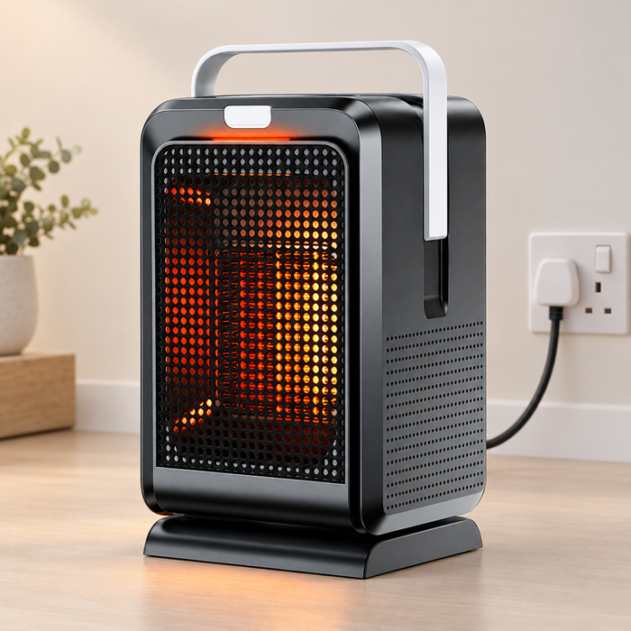 Heat Hollow Compact fan heater with flickering flame effect