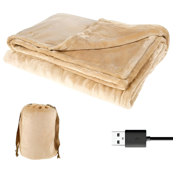 Heat Hollow™ Cordless Flannel Heated Throw for Two, USB Powered