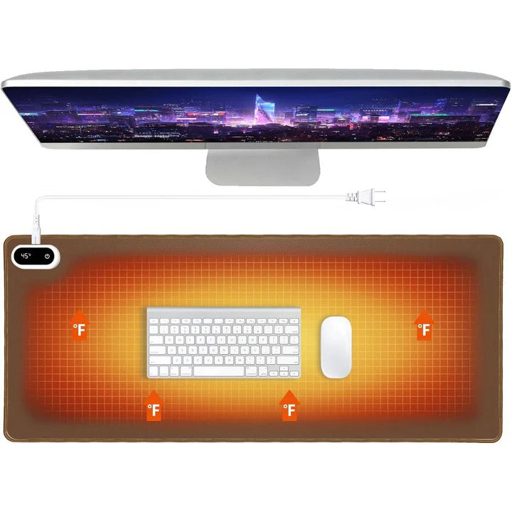 Heated Desk Pad With Digital Display and 5 Heat Levels – Heat Hollow