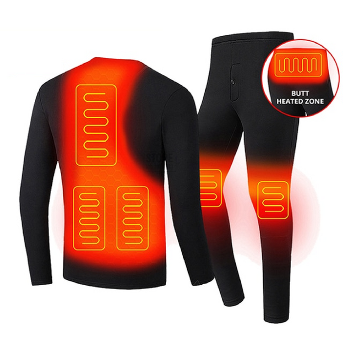 Heat Hollow™ USB Heated Thermal Base Layer Set with Flatlock Seams
