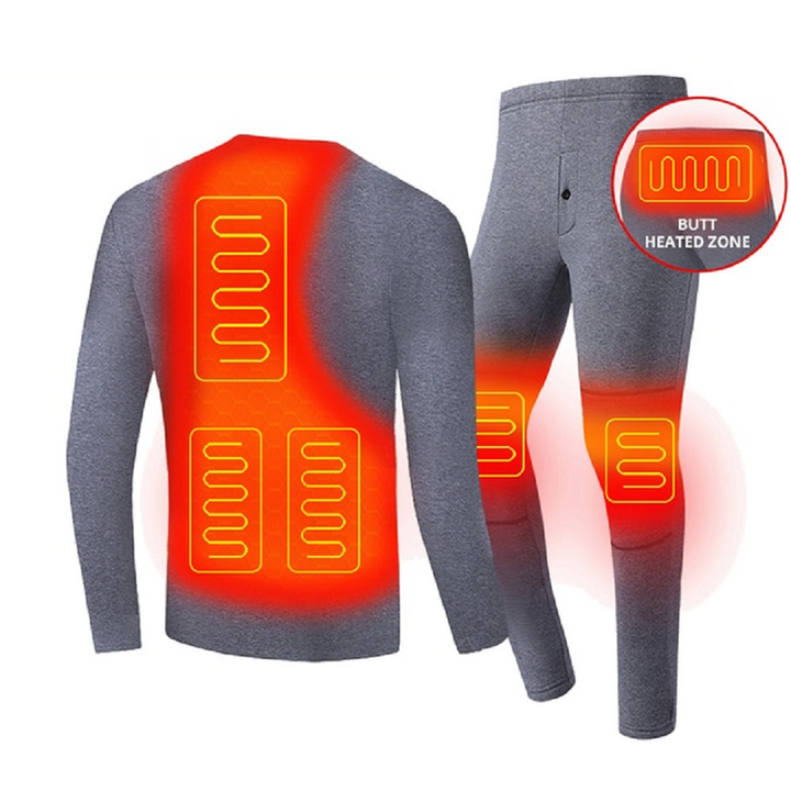 Heat Hollow™ USB Heated Thermal Base Layer Set with Flatlock Seams