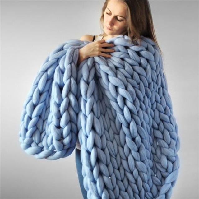Handmade Chunky Knit Blanket Comfy &amp; Warm -  80 x100 cm