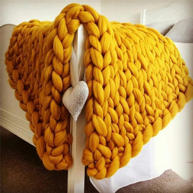 Handmade Chunky Knit Blanket Comfy &amp; Warm -  80 x100 cm