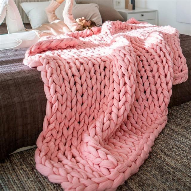 Handmade Chunky Knit Blanket Comfy &amp; Warm -  80 x100 cm