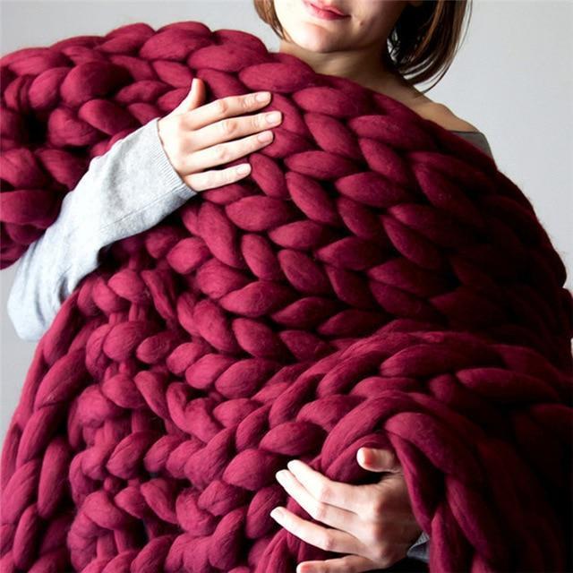 Handmade Chunky Knit Blanket Comfy &amp; Warm -  80 x100 cm