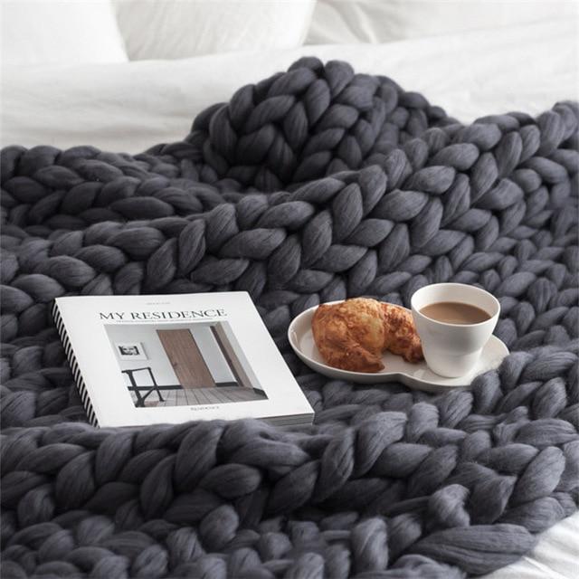 Handmade Chunky Knit Blanket Comfy &amp; Warm -  80 x100 cm