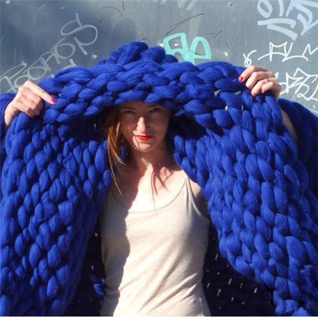 Handmade Chunky Knit Blanket Comfy &amp; Warm -  80 x100 cm