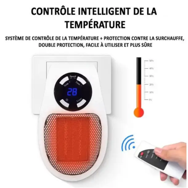 Heat Hollow™ Ultra-Compact Ceramic Heater with Thermostat & Timer