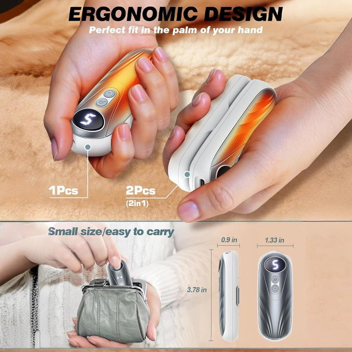 Rechargeable Electric Hand Warmers with LED Display Reusable Portable Pocket Heater Set of 2