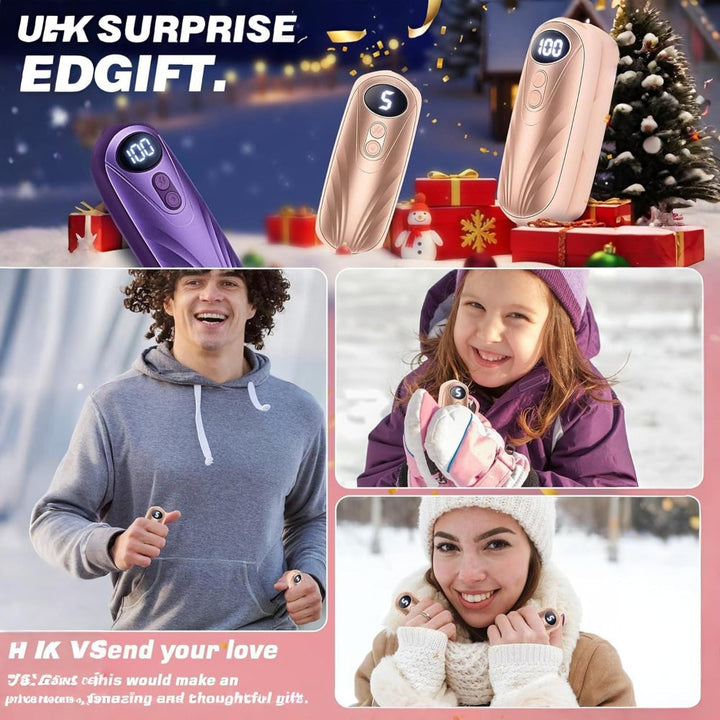 Rechargeable Electric Hand Warmers with LED Display Reusable Portable Pocket Heater Set of 2