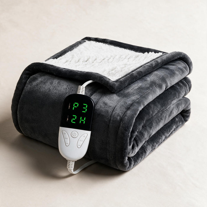 Heat Hollow™ Sherpa Heated Throw with 6 Heat Settings and Timer