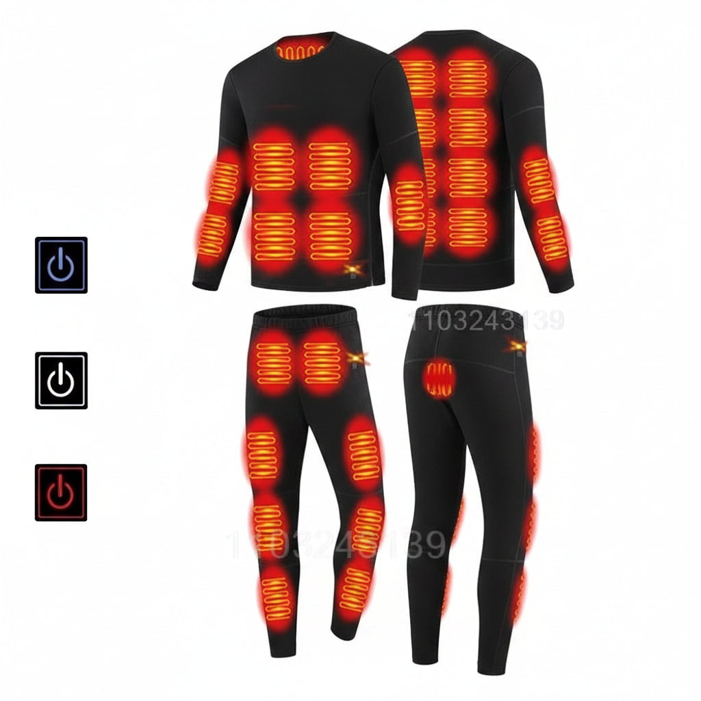 Heated Thermal Base Layer Set with Multi-Zone Warmth – Heat Hollow