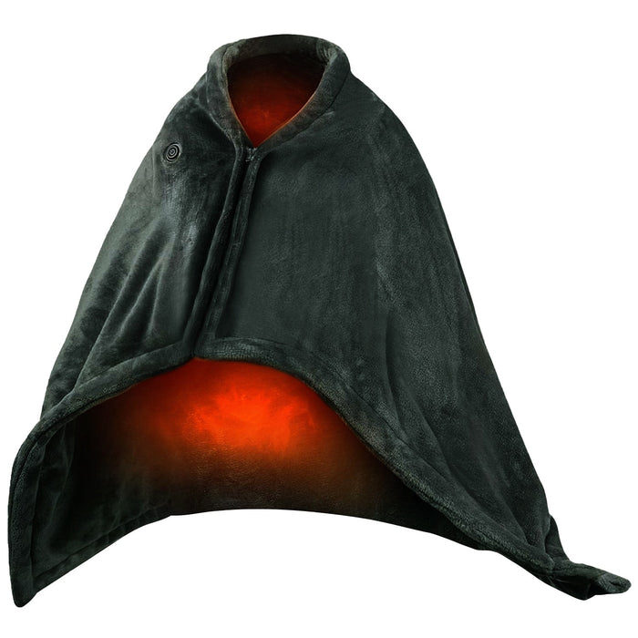 Heat Hollow™ USB Heated Shawl Blanket with Zip and Power Bank Pocket
